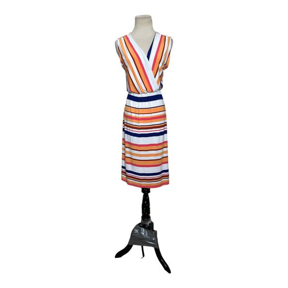 Merona multicolor striped cap sleeves summer dress size M - Picture 1 of 8